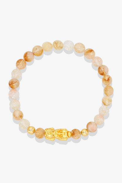 Citrine Unlimited Prosperity 18K Gold Vermeil Pixiu Feng Shui Bracelet - Eat.Read.Love.