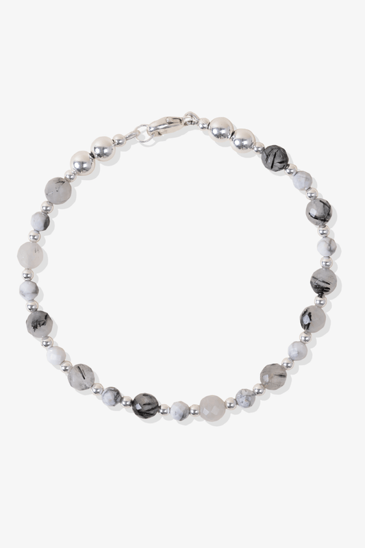 Clarity - Rutile Quartz and Howlite Sterling Silver Bracelet - Eat.Read.Love.