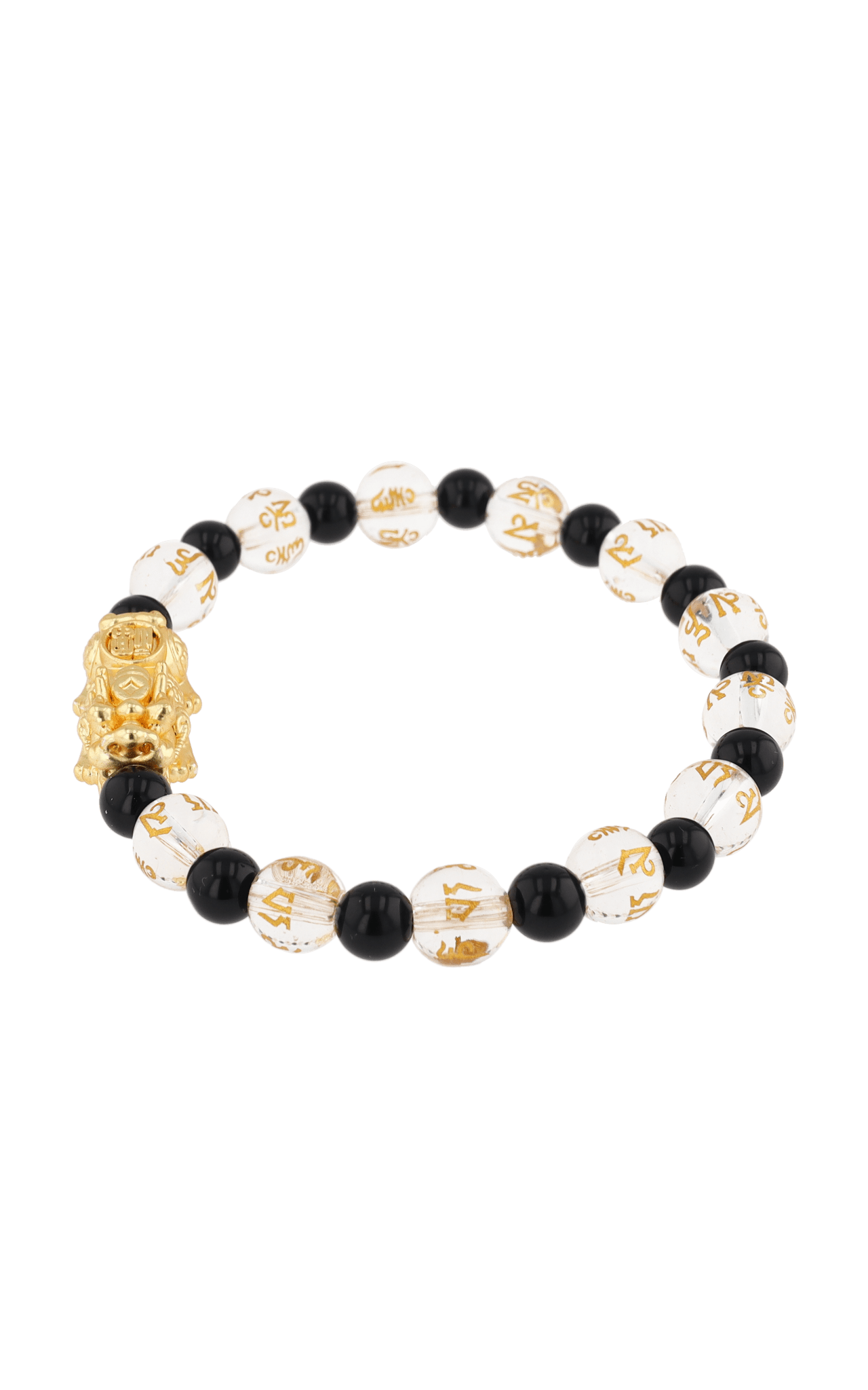 Clear Quartz & Black Obsidian 18k Gold Vermeil Pixiu Feng Shui Bracelet - Eat.Read.Love.