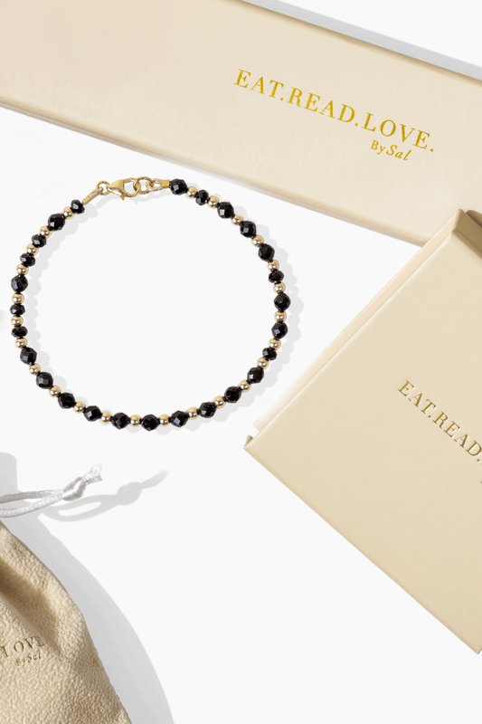 Destiny and Protection Bracelet - Black Spinel Diamond and Gold Vermeil Bracelet - Eat.Read.Love.