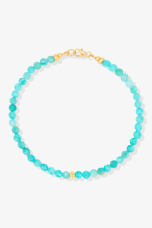 Destiny Mini Beaded Gemstone Gold Vermeil Bracelet Amazonite - Balance - Eat.Read.Love.