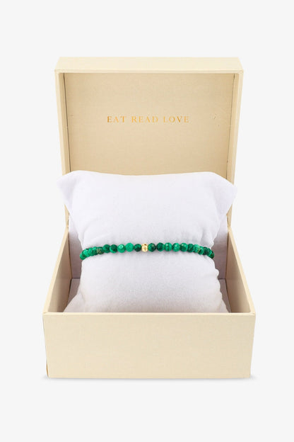 Destiny Mini Beaded Gemstone Gold Vermeil Bracelet Malachite - Healing - Eat.Read.Love.