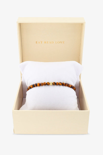 Destiny Mini Beaded Gemstone Gold Vermeil Bracelet Tigers Eye - Luck - Eat.Read.Love.