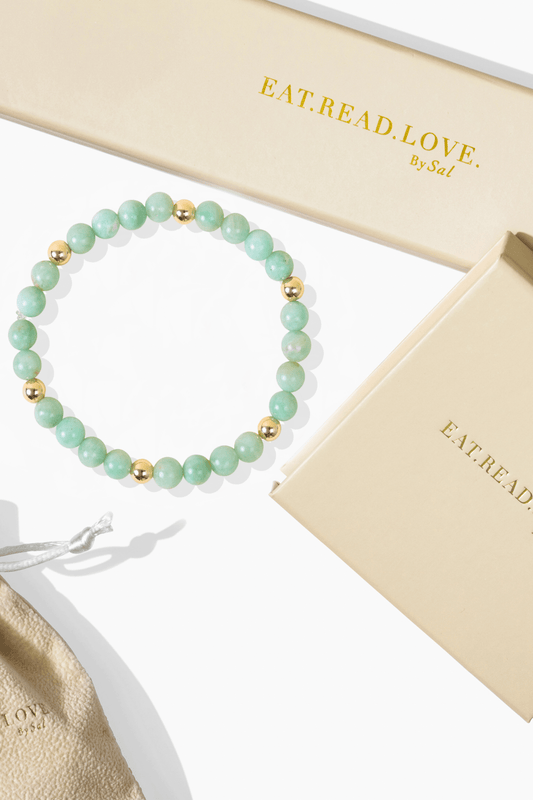 Elevated Abundance Bracelet with REAL Gold Beads and Emerald - Eat.Read.Love.