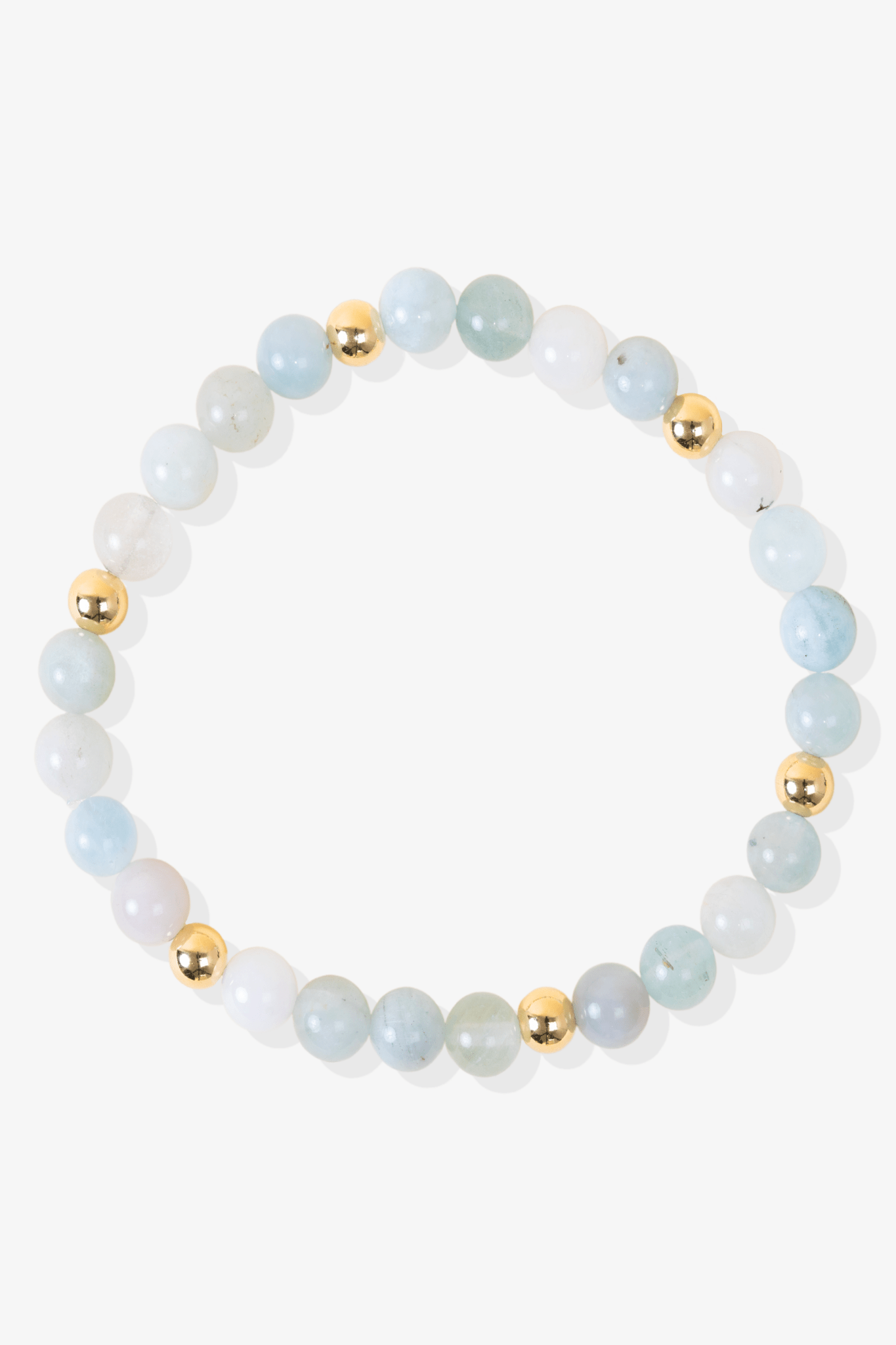 Elevated Health Bracelet with REAL Gold Beads and Aquamarine - Eat.Read.Love.