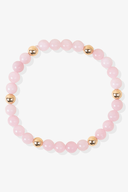 Elevated Love Bracelet with REAL Gold Beads and Rose Quartz - Eat.Read.Love.