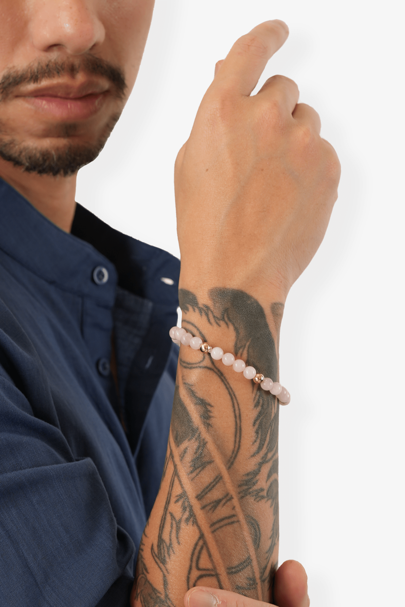 Elevated Love Bracelet with REAL Gold Beads and Rose Quartz - Eat.Read.Love.