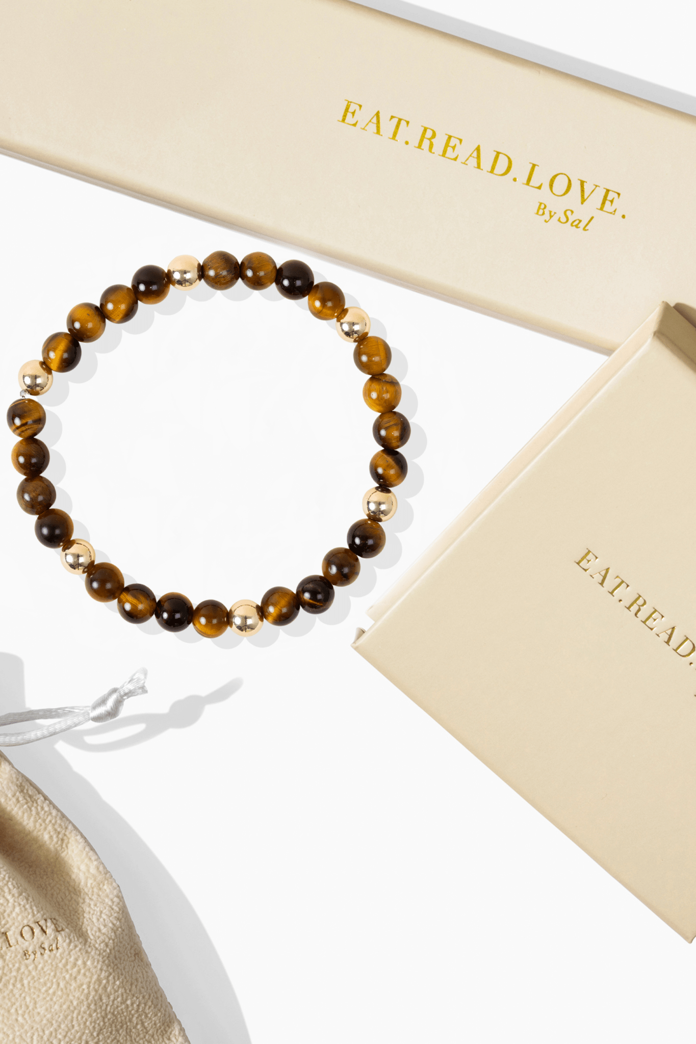 Elevated Power Bracelet with REAL Gold Beads and Tigers Eye - Eat.Read.Love.