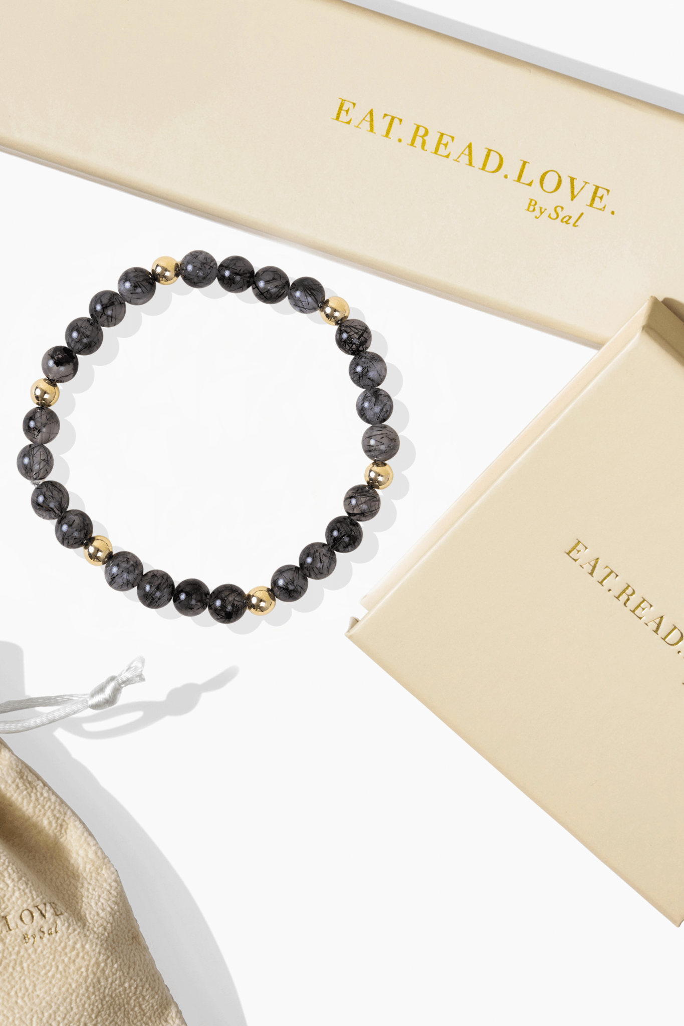 Elevated Protection Bracelet with REAL Gold Beads and Rutilitated Quartz - Eat.Read.Love.