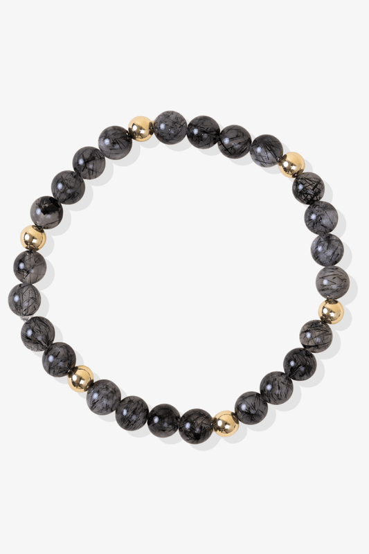 Elevated Protection Bracelet with REAL Gold Beads and Rutilitated Quartz - Eat.Read.Love.