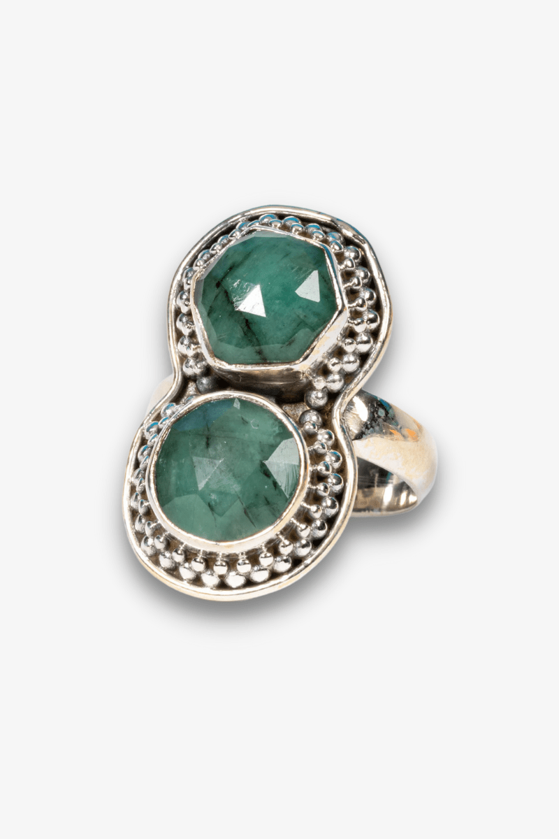 Emerald Sterling Silver Crystal Ring - Eat.Read.Love.