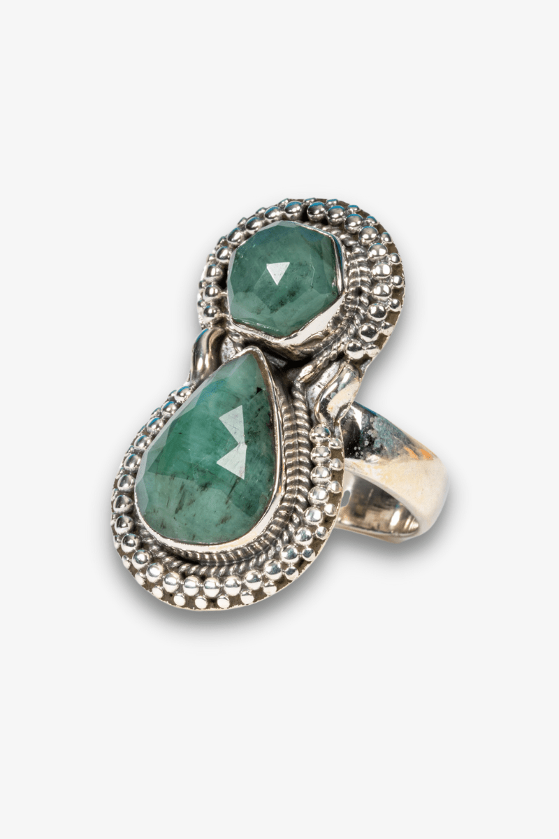 Emerald Sterling Silver Crystal Ring - Eat.Read.Love.