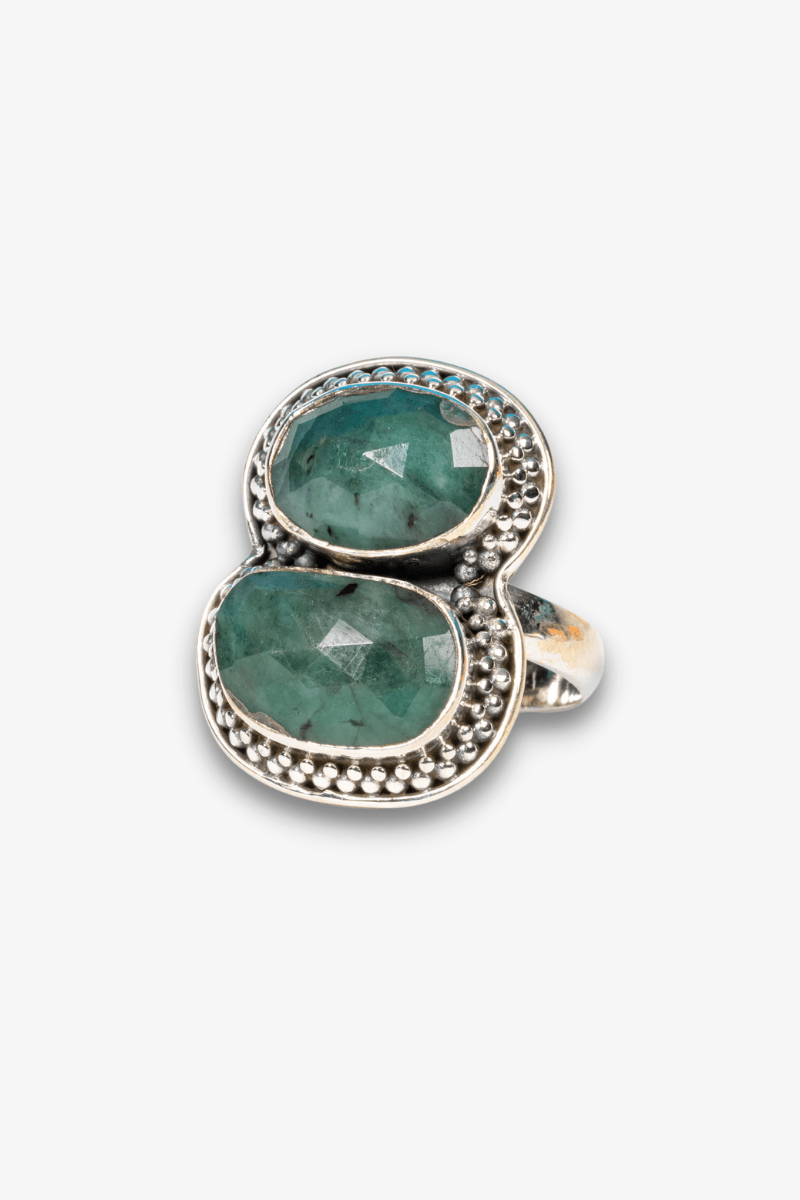 Emerald Sterling Silver Crystal Ring - Eat.Read.Love.