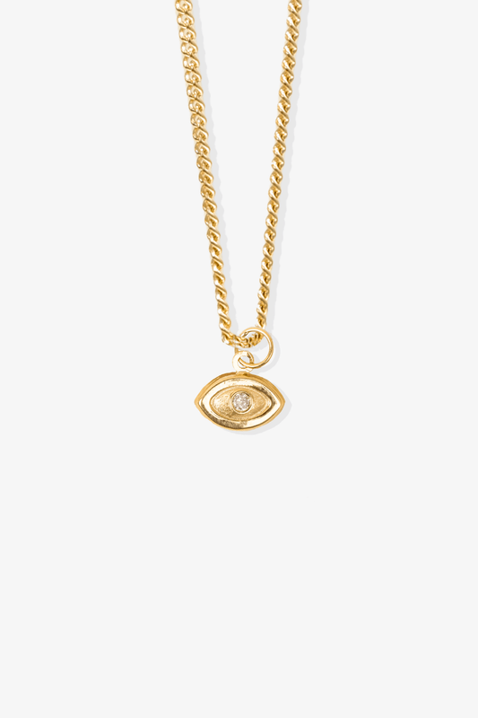 Evil Eye Pendant With Diamond 14k REAL Gold - Eat.Read.Love.