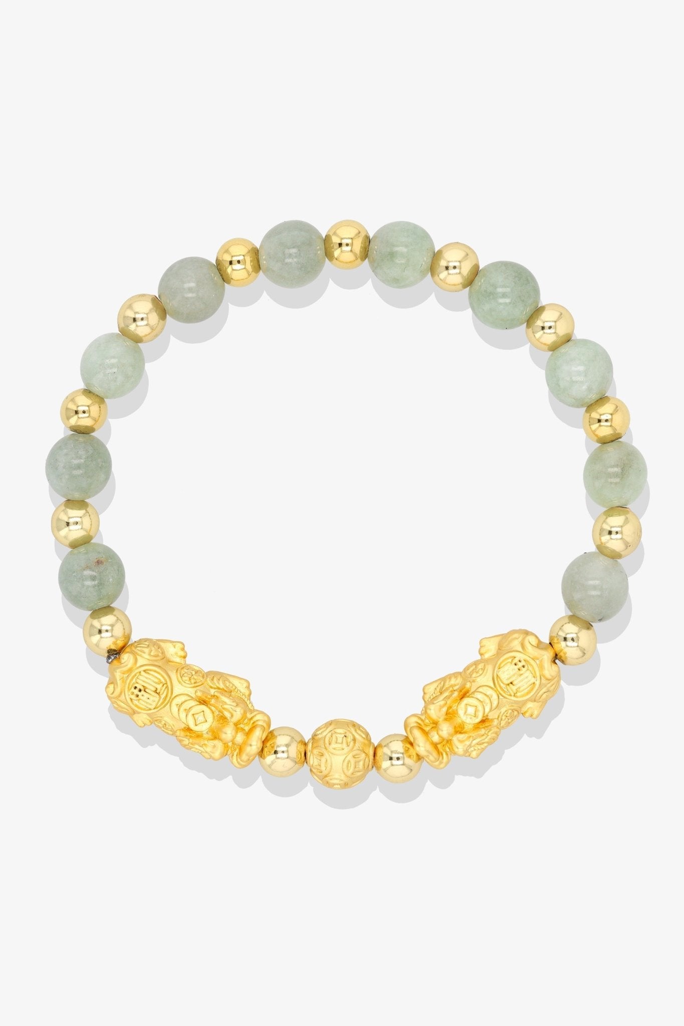 Forever Fortune 18K Gold Vermeil Double Pixiu Aquamarine Bracelet - Eat.Read.Love.