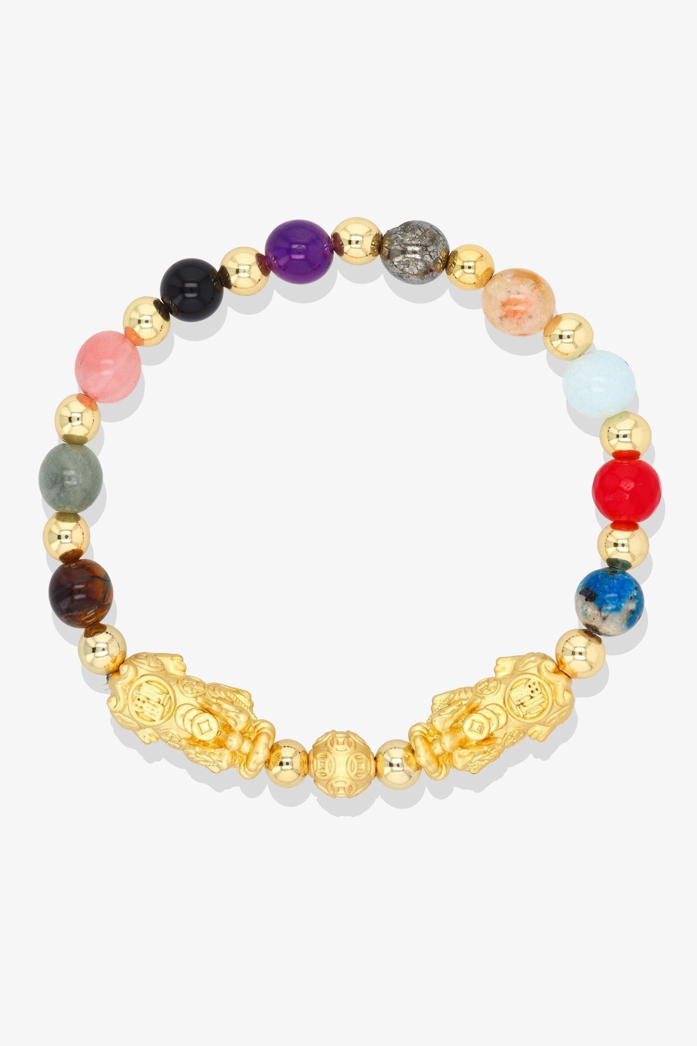 Forever Fortune 18K Gold Vermeil Double Pixiu Aquamarine Bracelet - Eat.Read.Love.