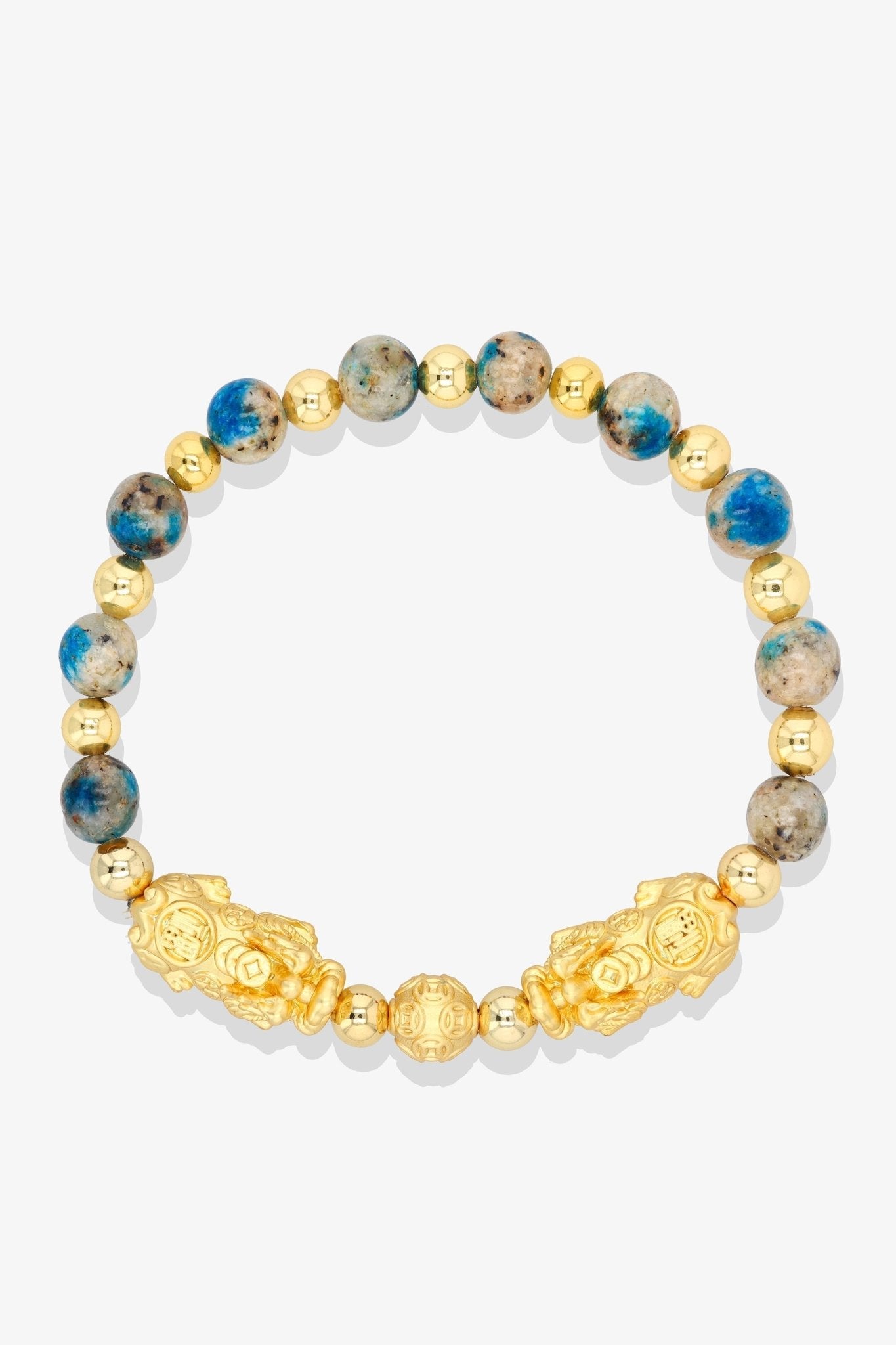 Forever Fortune 18K Gold Vermeil Double Pixiu Aquamarine Bracelet - Eat.Read.Love.