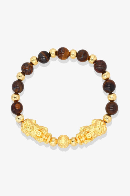 Forever Fortune 18K Gold Vermeil Double Pixiu Aquamarine Bracelet - Eat.Read.Love.