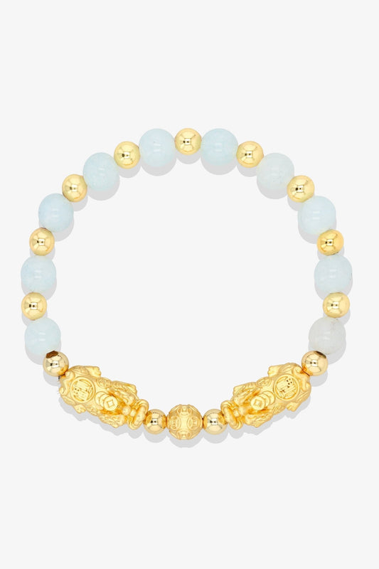 Forever Fortune 18K Gold Vermeil Double Pixiu Cherry Quartz Bracelet - Eat.Read.Love.