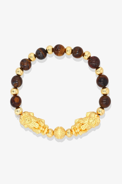 Forever Fortune 18K Gold Vermeil Double Pixiu Cherry Quartz Bracelet - Eat.Read.Love.