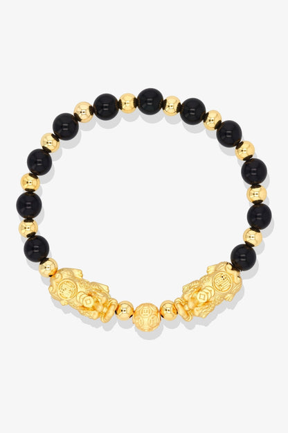 Forever Fortune 18K Gold Vermeil Double Pixiu Gem Fusion Bracelet - Eat.Read.Love.