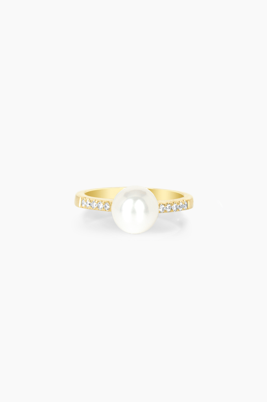 Fresh Water Pearl Ring 14k Gold With Real Diamonds - Eat.Read.Love.