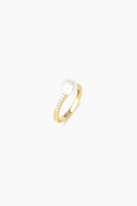 Fresh Water Pearl Ring 14k Gold With Real Diamonds - Eat.Read.Love.