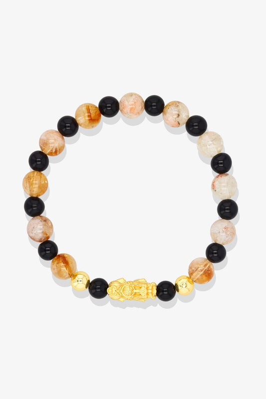 Garnet and Citrine Unlimited Abundance 18K Gold Vermeil Pixiu Feng Shui Bracelet - Eat.Read.Love.