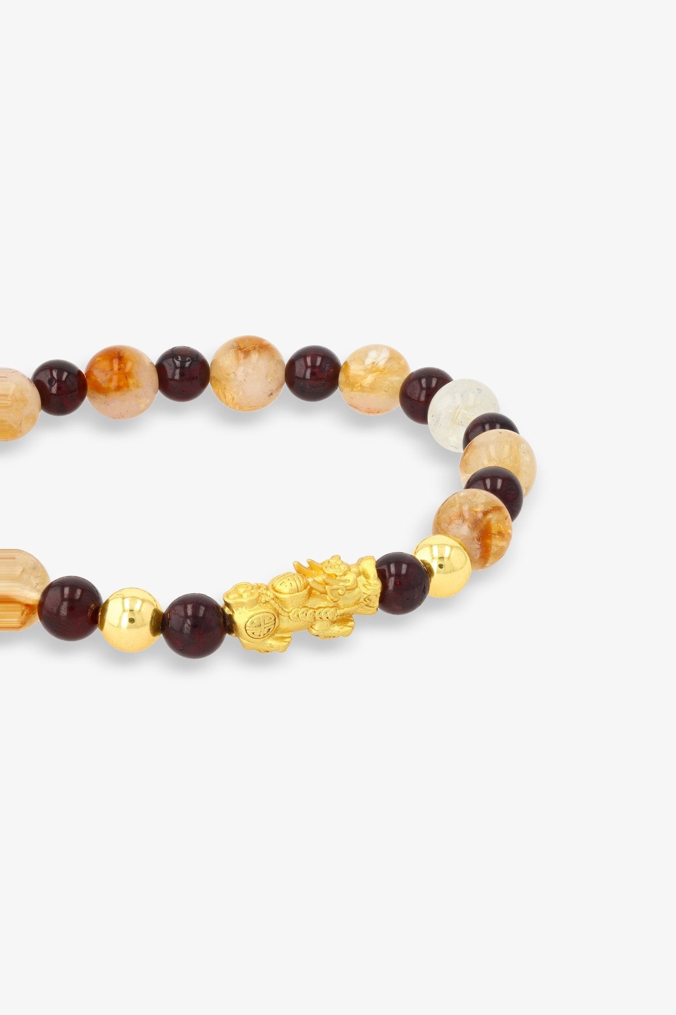 Garnet and Citrine Unlimited Abundance 18K Gold Vermeil Pixiu Feng Shui Bracelet - Eat.Read.Love.