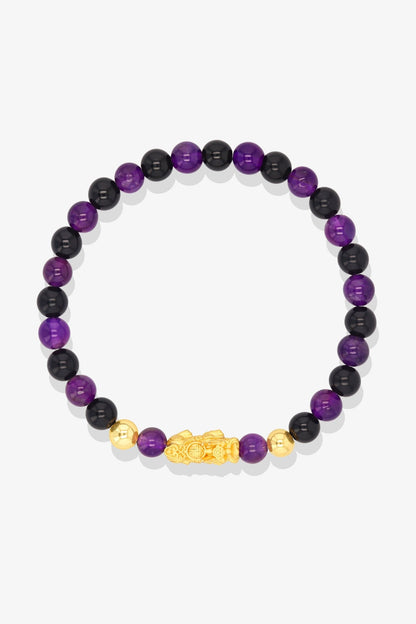 Garnet and Citrine Unlimited Abundance 18K Gold Vermeil Pixiu Feng Shui Bracelet - Eat.Read.Love.