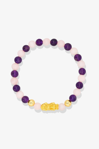 Garnet and Citrine Unlimited Abundance 18K Gold Vermeil Pixiu Feng Shui Bracelet - Eat.Read.Love.