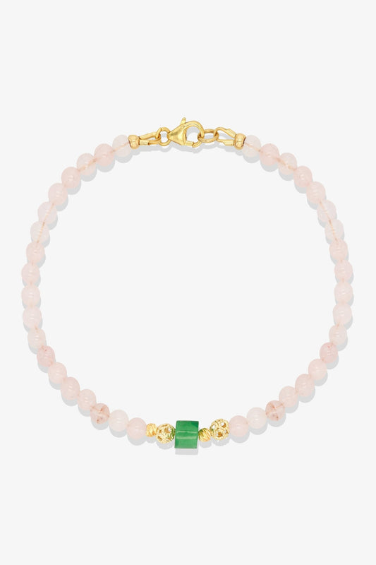 Garnet and Jade Gold Vermeil Crystal Bracelet - Fortune - Eat.Read.Love.