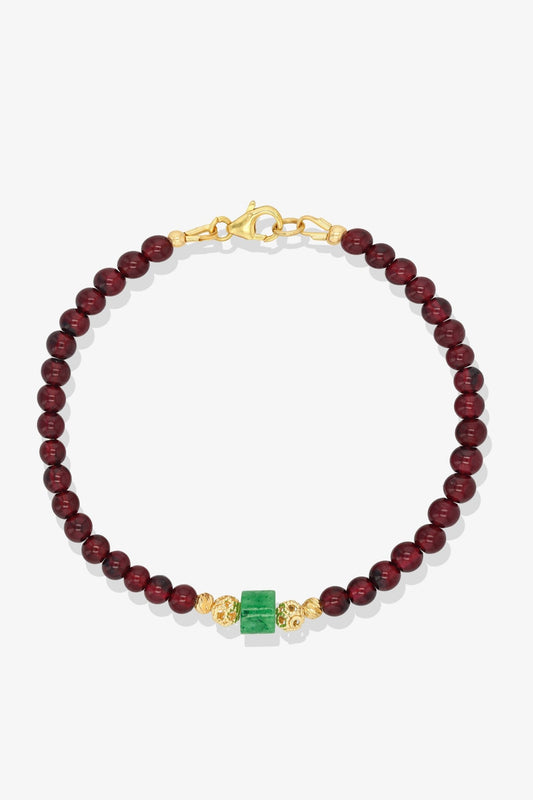 Garnet and Jade Gold Vermeil Crystal Bracelet - Fortune - Eat.Read.Love.