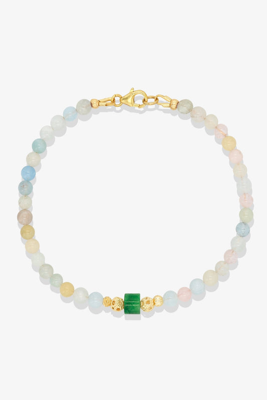 Garnet and Jade Gold Vermeil Crystal Bracelet - Fortune - Eat.Read.Love.