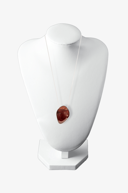 Garnet Drilled Freeform Rare Sterling Silver Necklace - Eat.Read.Love.