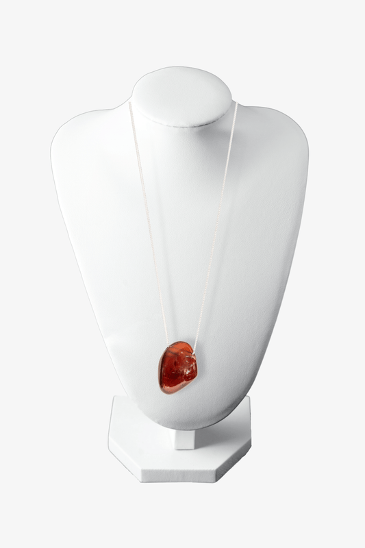 Garnet Drilled Freeform Rare Sterling Silver Necklace - Eat.Read.Love.