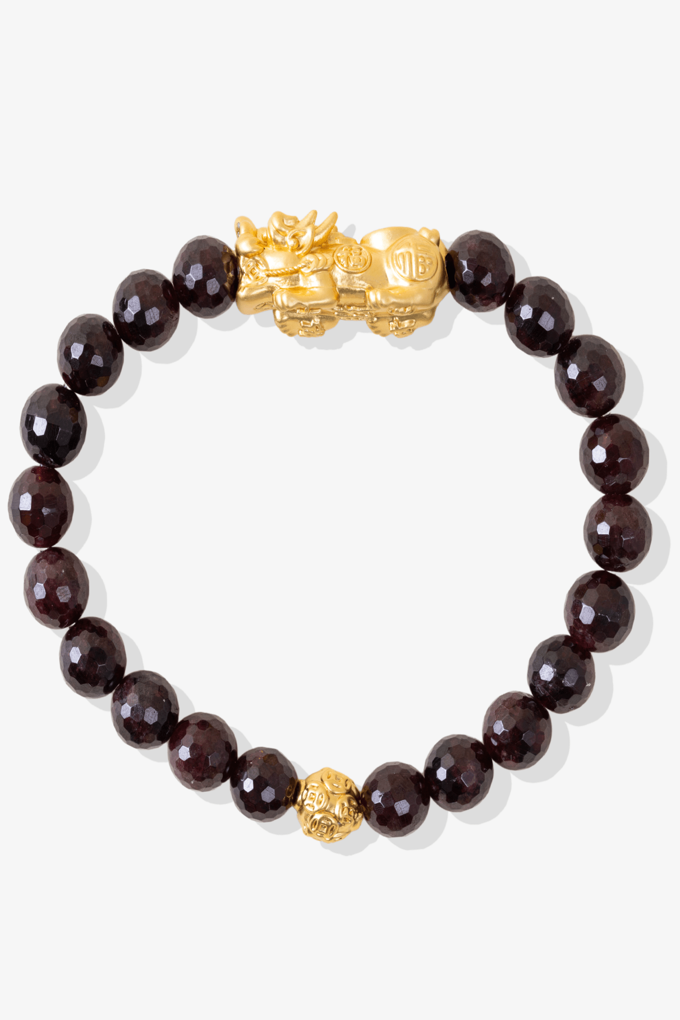 Garnet Fortune 18k Gold Vermeil Pixiu Feng Shui Bracelet - Eat.Read.Love.