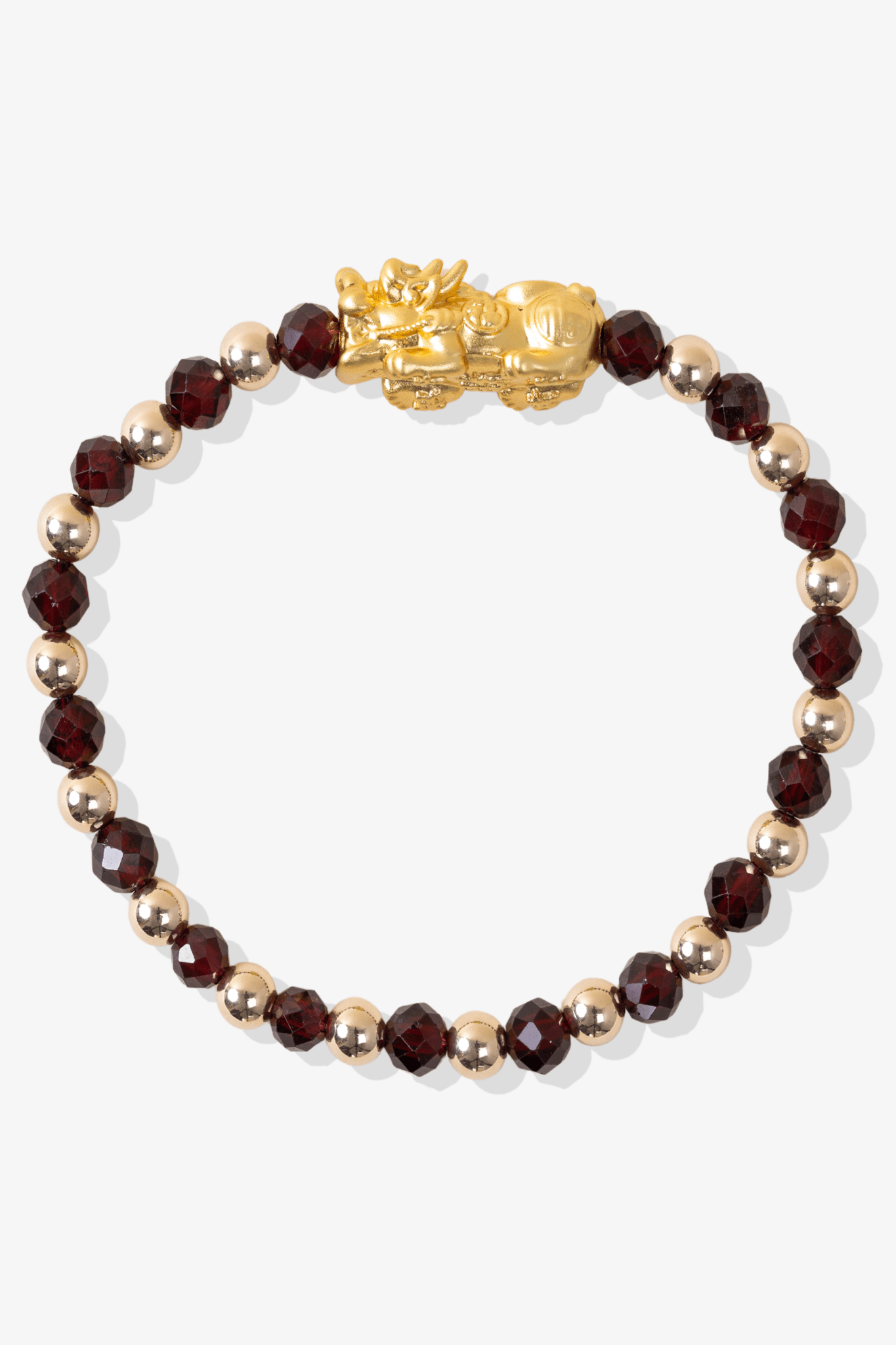 Garnet Infinite Fortune 18k Gold Vermei Pixiu Feng Shui Bracelet - Eat.Read.Love.