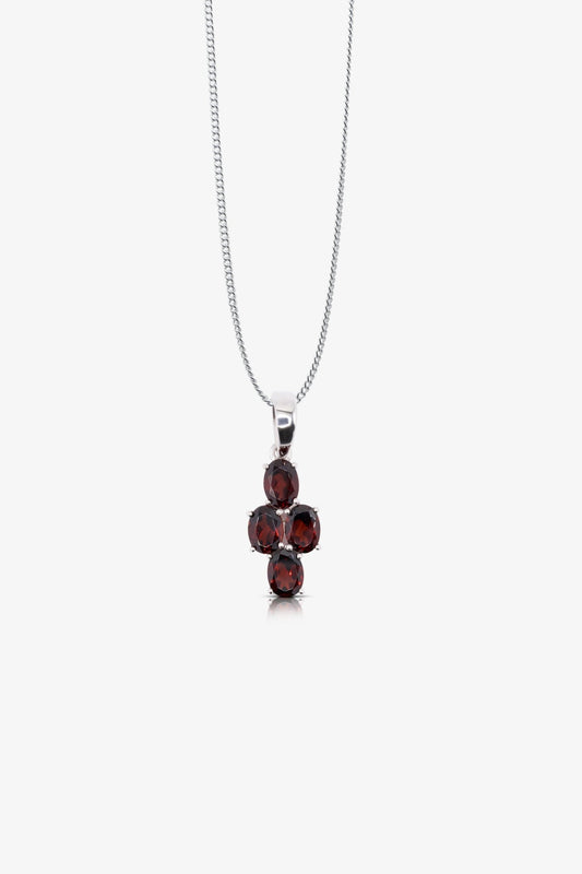 Garnet Sterling Silver Pendant - Eat.Read.Love.