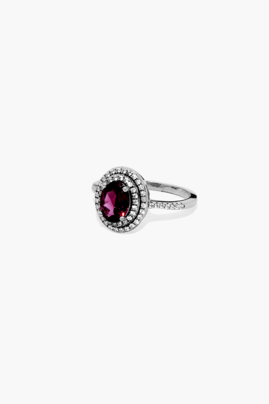 Garnet Sterling Silver Ring With Cubic Zircon - Eat.Read.Love.