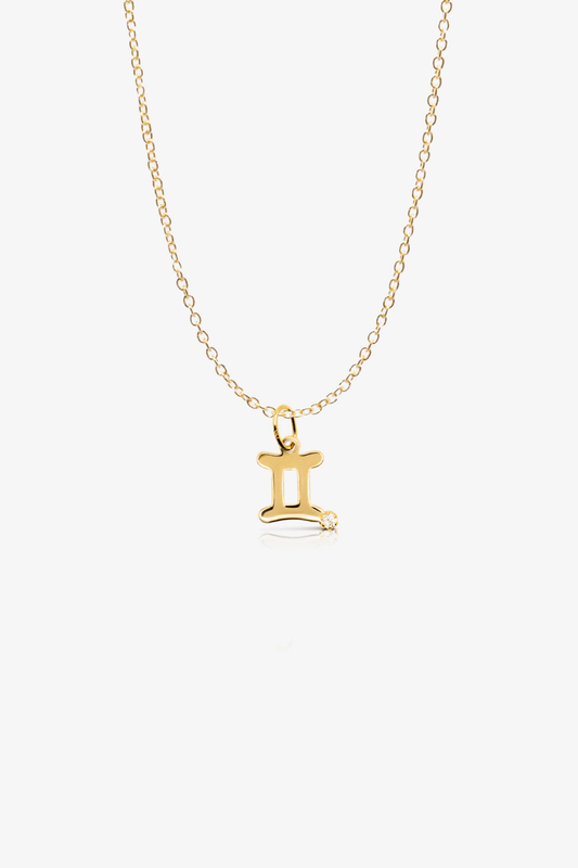 Gemini 14k Pure Gold Necklace With Diamond - Eat.Read.Love.