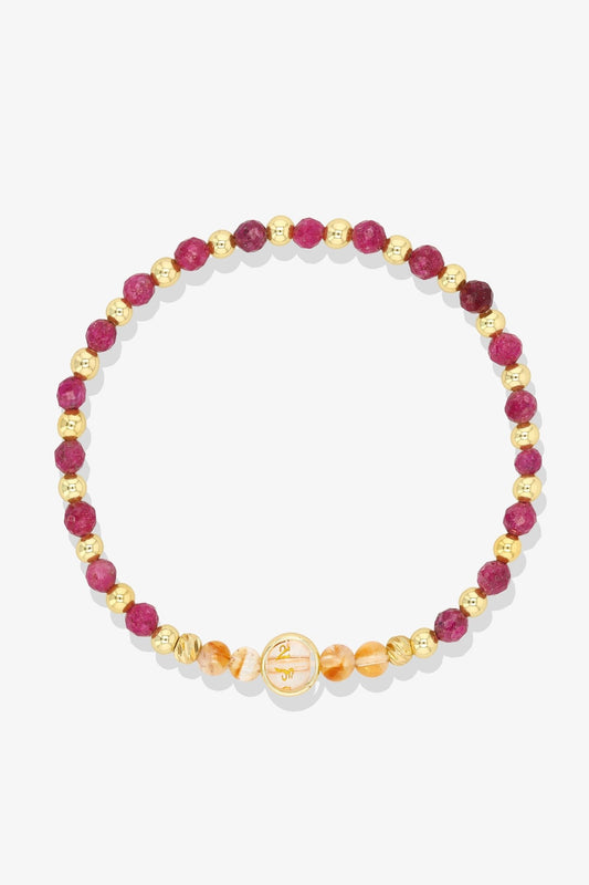 Gemini Ruby Gold Vermeil Fortune Zodiac Bracelet - Eat.Read.Love.