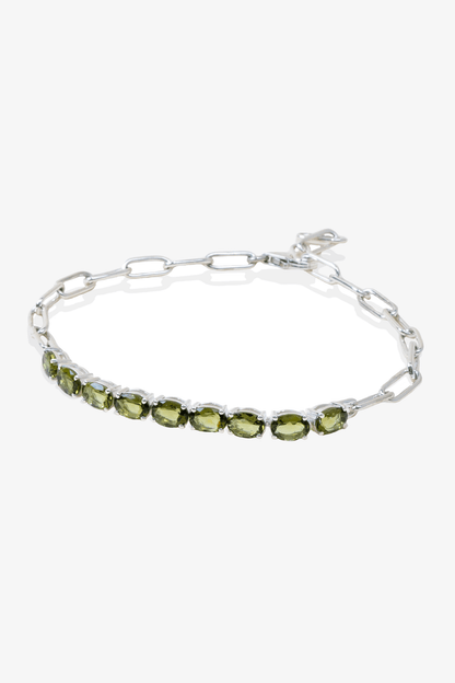 Genuine Moldavite Faceted Tennis Bracelet - Eat.Read.Love.