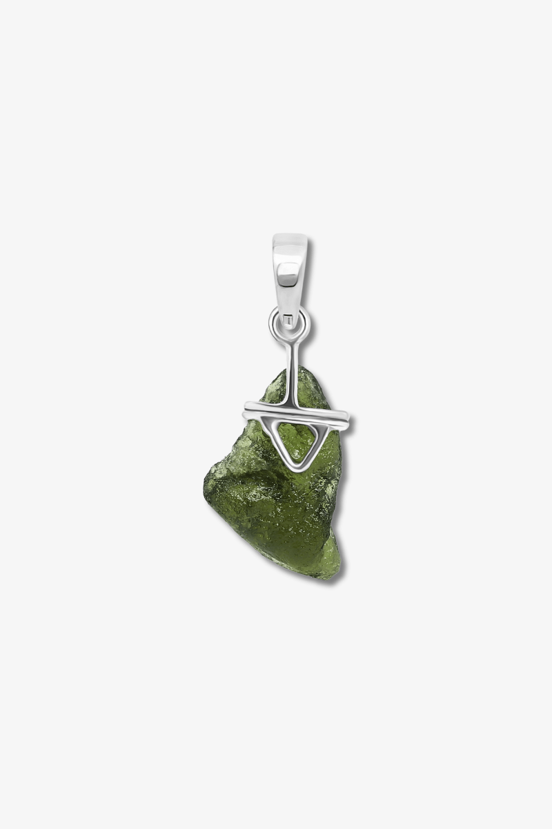 Genuine Moldavite Sterling Silver Pendant - Eat.Read.Love.