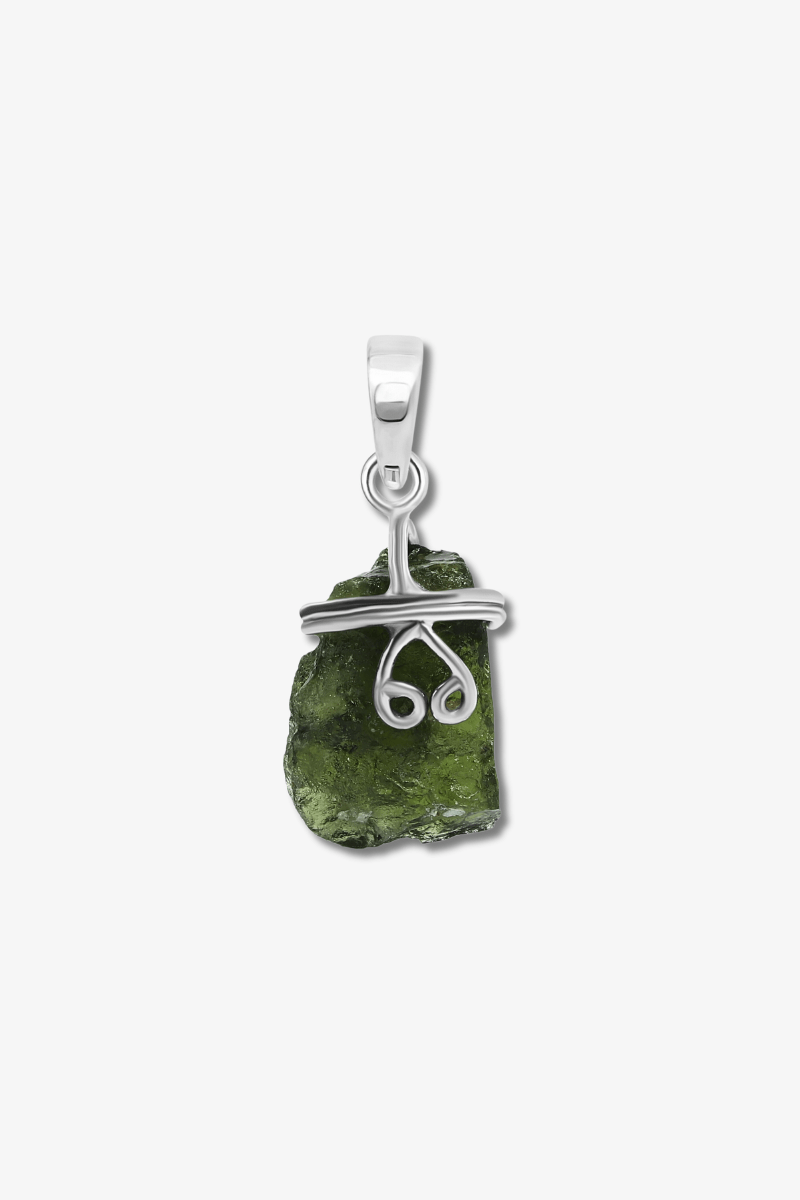 Genuine Moldavite Sterling Silver Pendant - Eat.Read.Love.