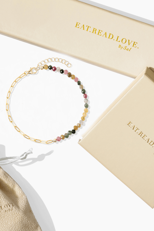 Goddess of Love Gold Vermeil Bracelet With Watermelon Tourmaline - Eat.Read.Love.