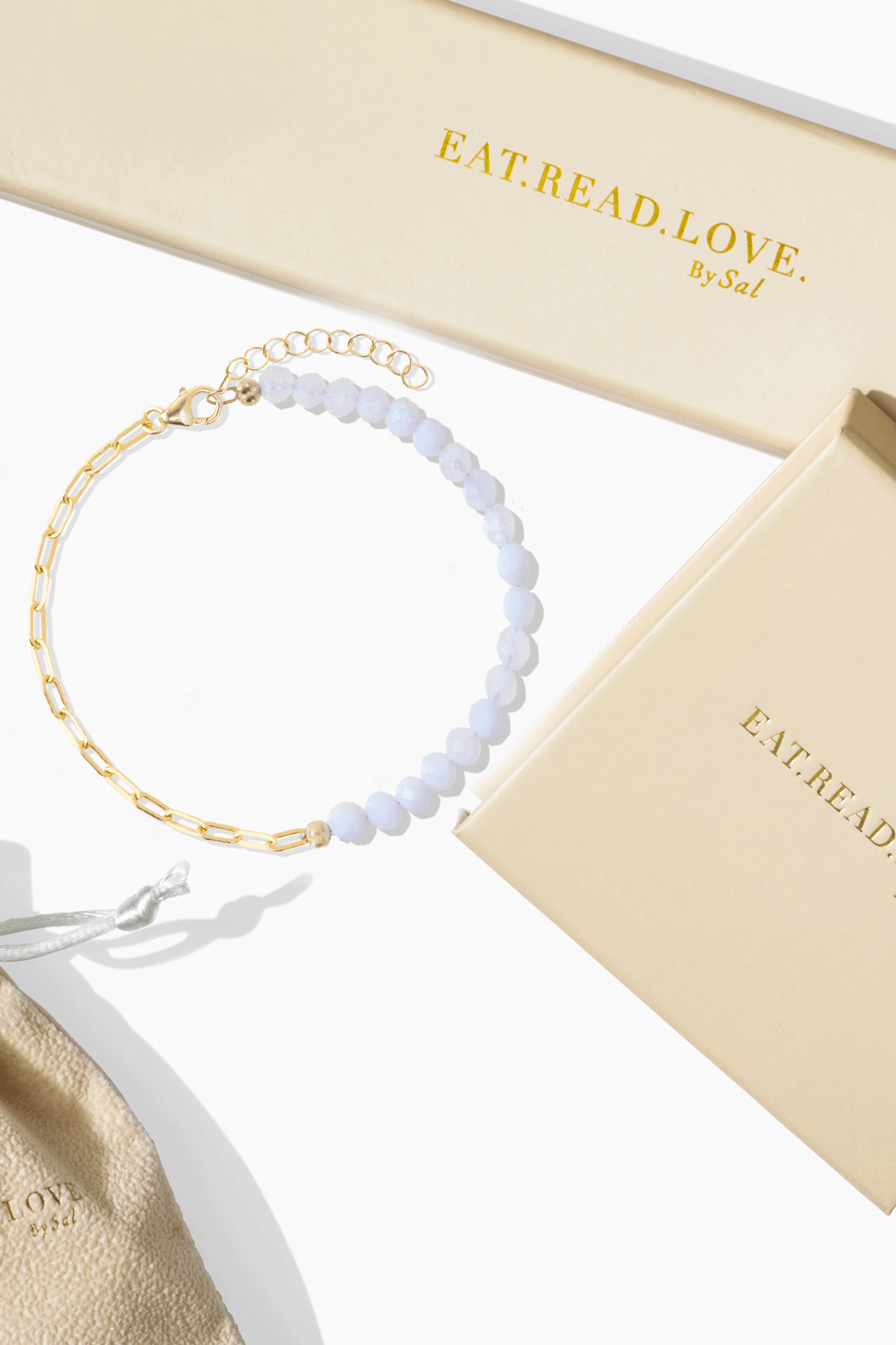 Goddess of The Soulmate Connection Gold Vermeil Bracelet With Angelite - Eat.Read.Love.