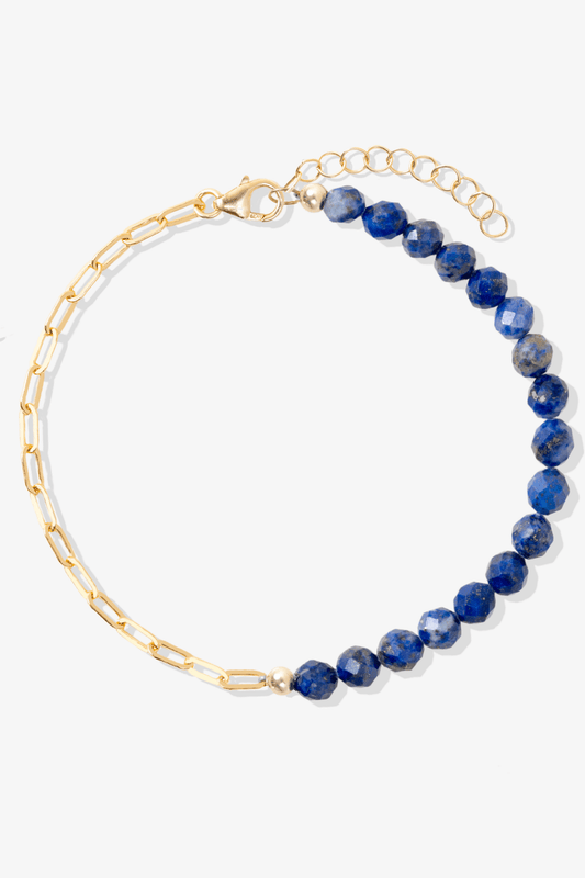 Goddess of Wisdom Gold Vermeil Bracelet With Lapis Lazuli - Eat.Read.Love.