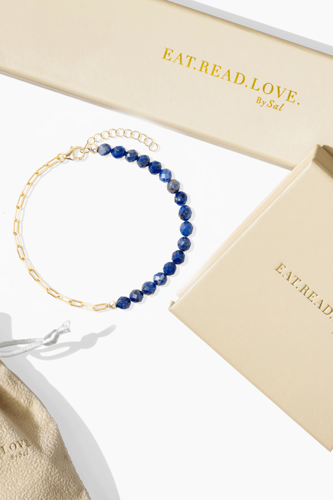 Goddess of Wisdom Gold Vermeil Bracelet With Lapis Lazuli - Eat.Read.Love.