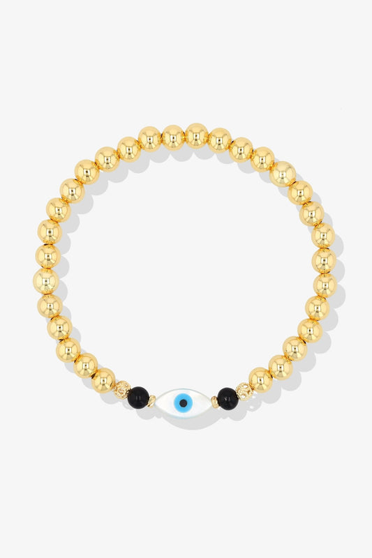 Gold Evil Eye Rose Quartz Bracelet - Eat.Read.Love.